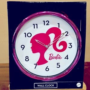 Authentic Mattel Barbie Metallic Pink Wall Clock Analog 11 1/2"- New